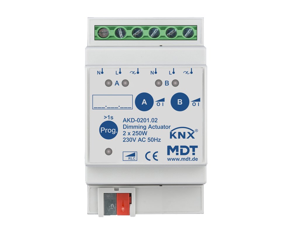 [AKD-0201.02] KNX dimactor 2-voudig, 3TE REG, 250 W, 230 V AC met meting actieve energie