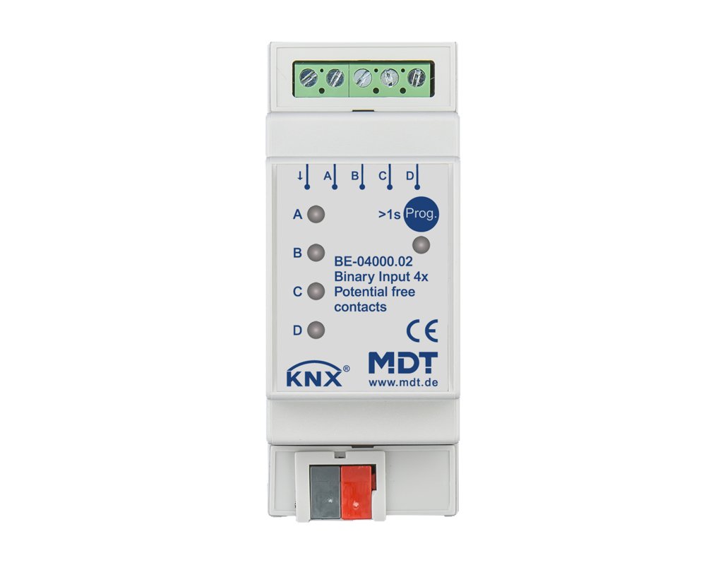 [BE-04000.02] KNX binaire ingang 4-voudig, 2TE REG, versie potentiaalvrij