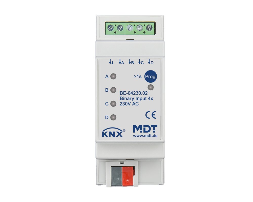 [BE-04230.02] KNX binaire ingang 4-voudig, 2TE REG, versie 230 V AC