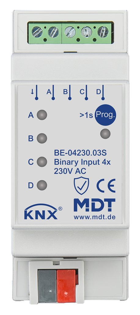 [BE-04230.03S] KNX binaire ingang 4-voudig, 2TE REG, versie 230 V AC, Secure