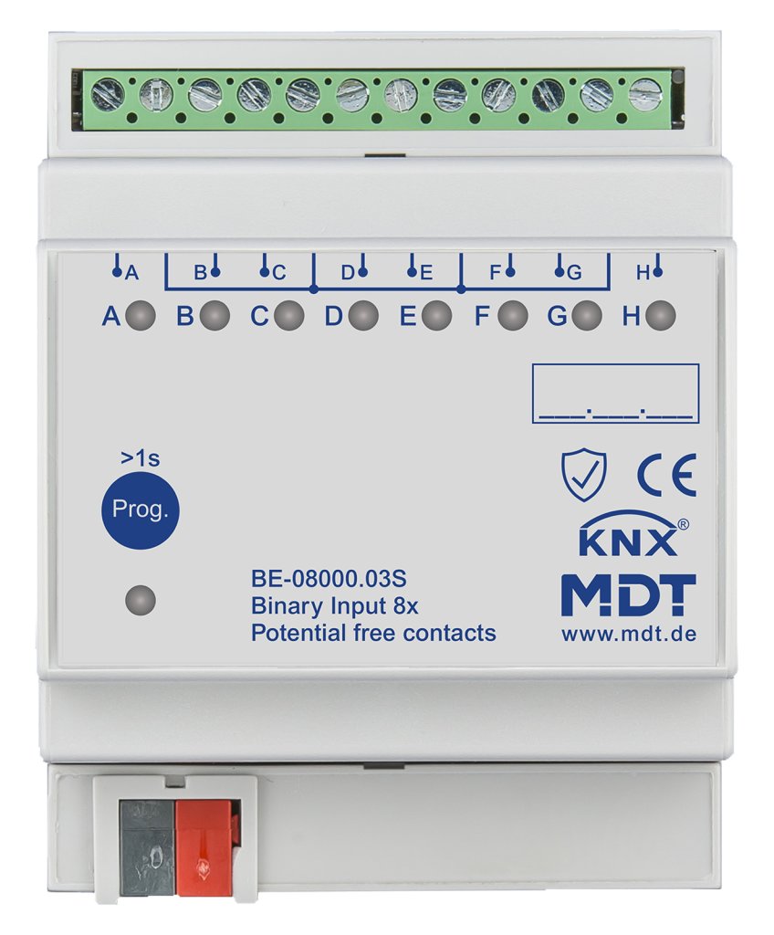 [BE-08000.03S] KNX binaire ingang 8-voudig, 4TE REG, versie potentiaalvrij, Secure