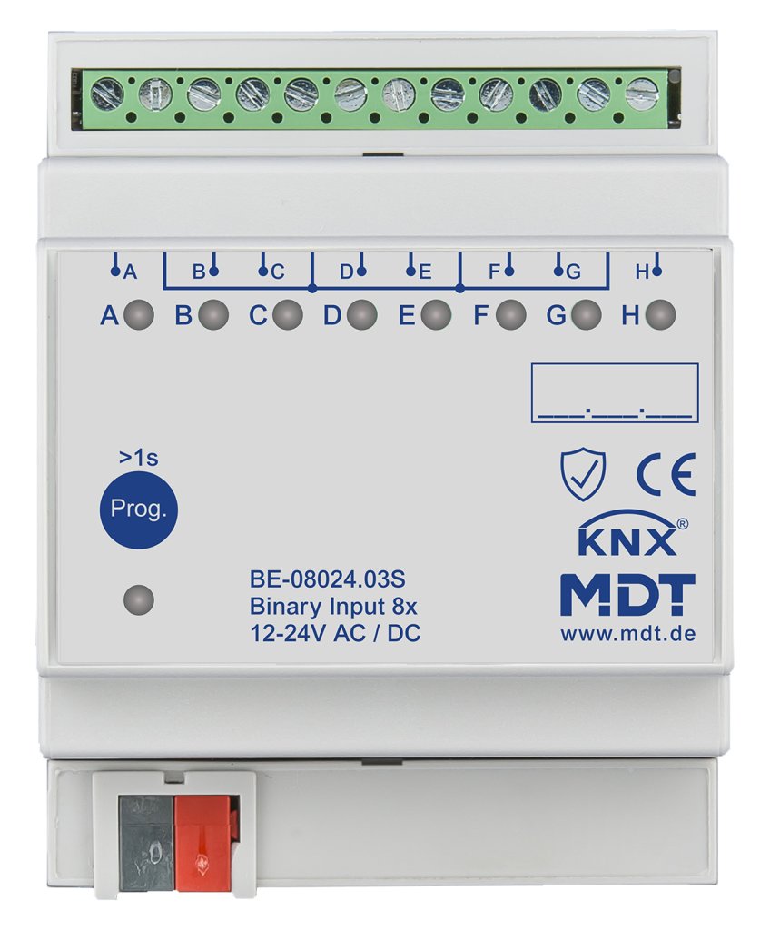 [BE-08024.03S] KNX binaire ingang 8-voudig, 4TE REG, versie 24 V AC/DC, Secure
