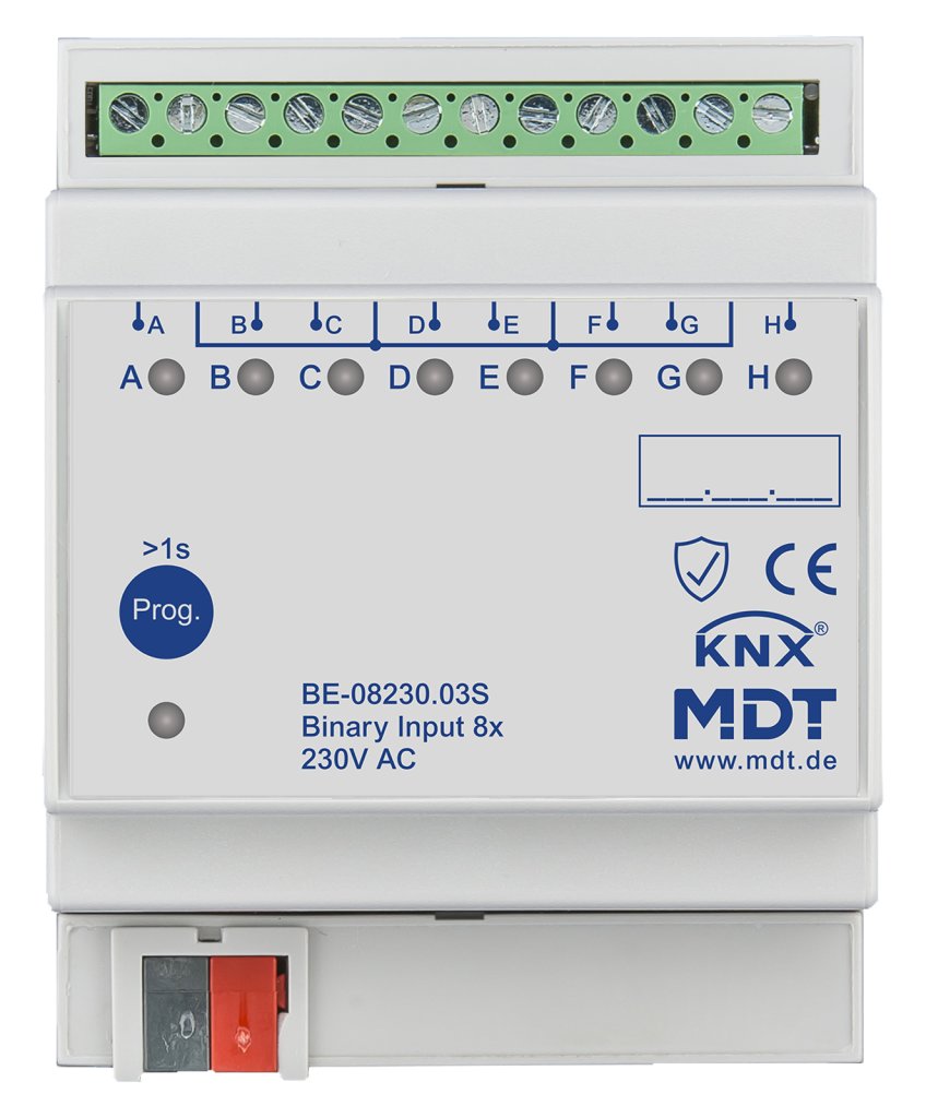 [BE-08230.03S] KNX binaire ingang 8-voudig, 4TE REG, versie 230 V AC, Secure