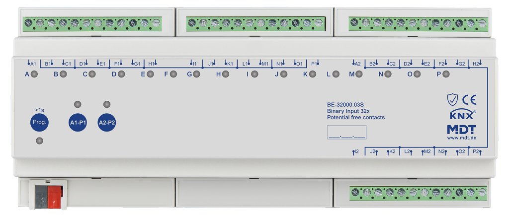 [BE-32000.03S] KNX binaire ingang 32-voudig, 12TE REG, versie potentiaalvrij, Secure
