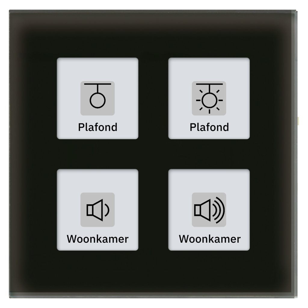 [BE-GT04S.01] KNX Glastaster Plus 4-voudig, zwart