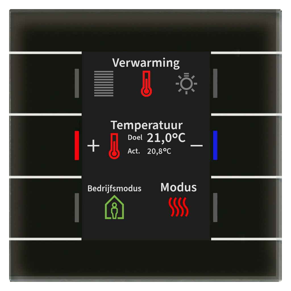 [BE-GT2TS.02S] KNX Glastaster II Smart met kleurendisplay en temperatuursensor, zwart