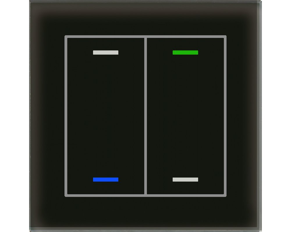 [BE-GTL2TS.01S] KNX Glastaster II Light 2-voudig, RGBW, temperatuursensor, zwart, neutraal