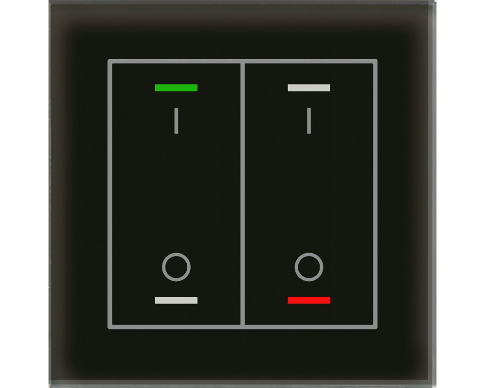 [BE-GTL2TS.B1S] KNX Glastaster II Light 2-voudig, RGBW, temperatuursensor, zwart, schakelen