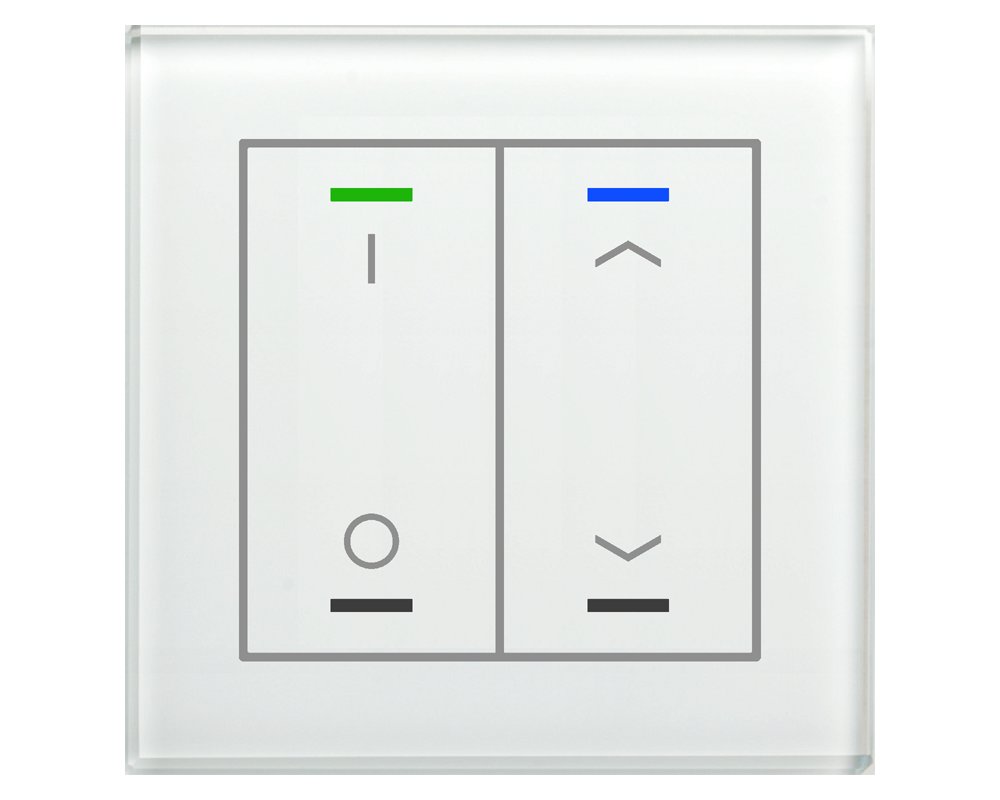 [BE-GTL2TW.D1] KNX Glastaster II Light 2-voudig, RGBW, temperatuursensor, wit, schakelen_jaloezie