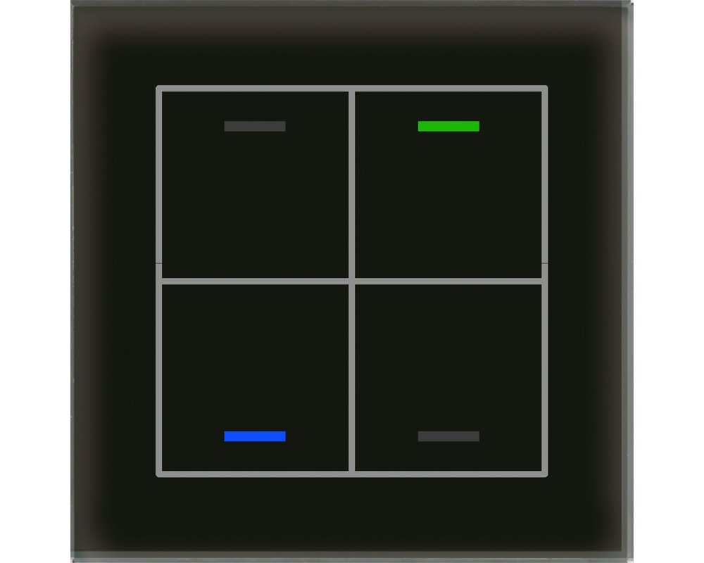 [BE-GTL40S.01S] KNX Glastaster II Light 4-voudig, RGBW, zwart, neutraal