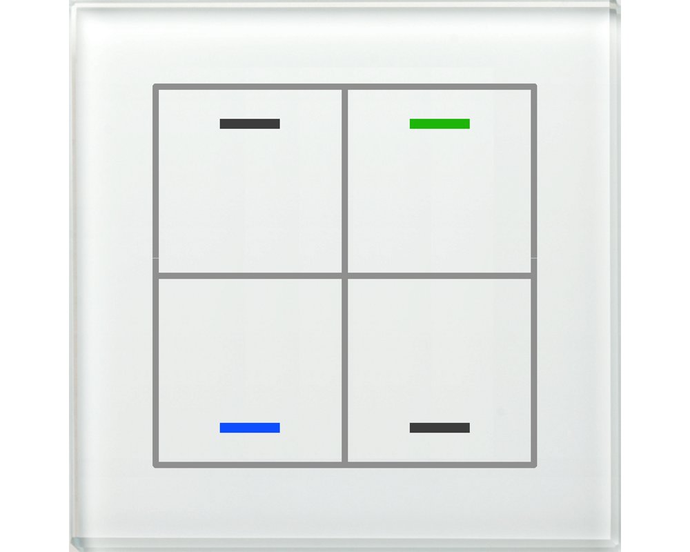 [BE-GTL4TW.01] KNX Glastaster II Light 4-voudig, RGBW, temperatuursensor, wit, neutraal