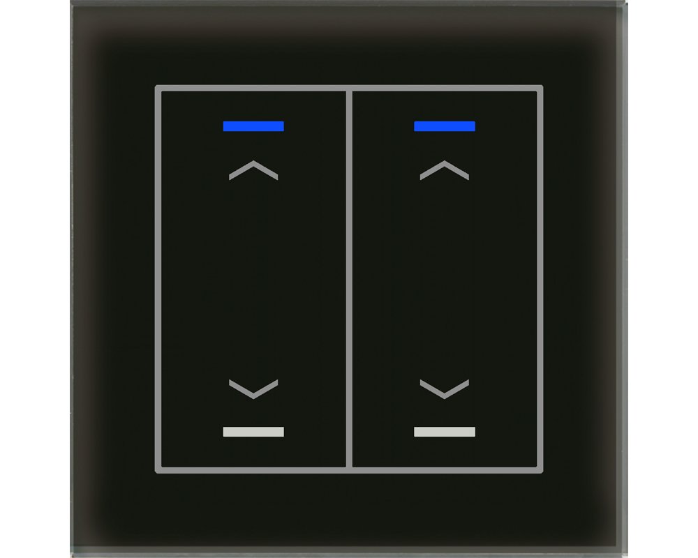 [GTL-20AS.02S] KNX Glastaster II Light 2-voudig, RGBW, zwart, jaloezie, Secure