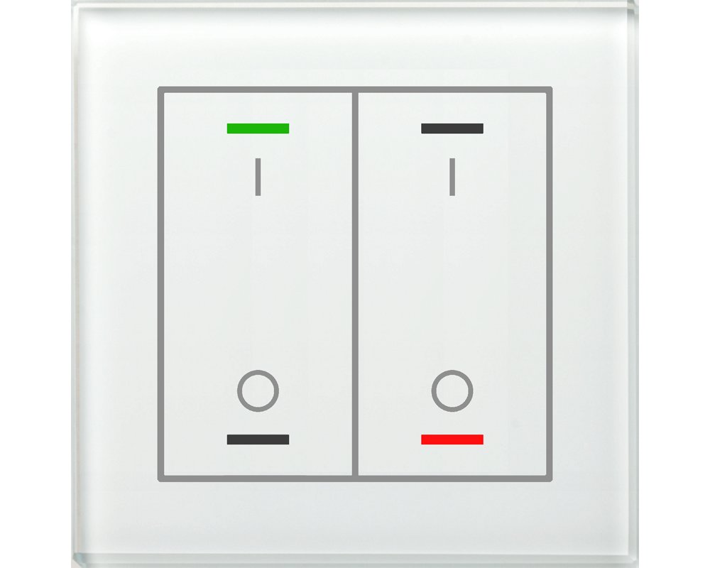 [GTL-2TBW.02S] KNX Glastaster II Light 2-voudig, RGBW, temperatuursensor, wit, schakelen, Secure