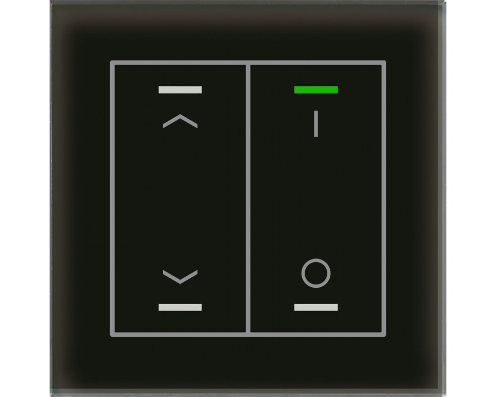 [GTL-2TCS.02S] KNX Glastaster II Light 2-voudig, RGBW, temperatuursensor, zwart, jaloezie_sch., Secure
