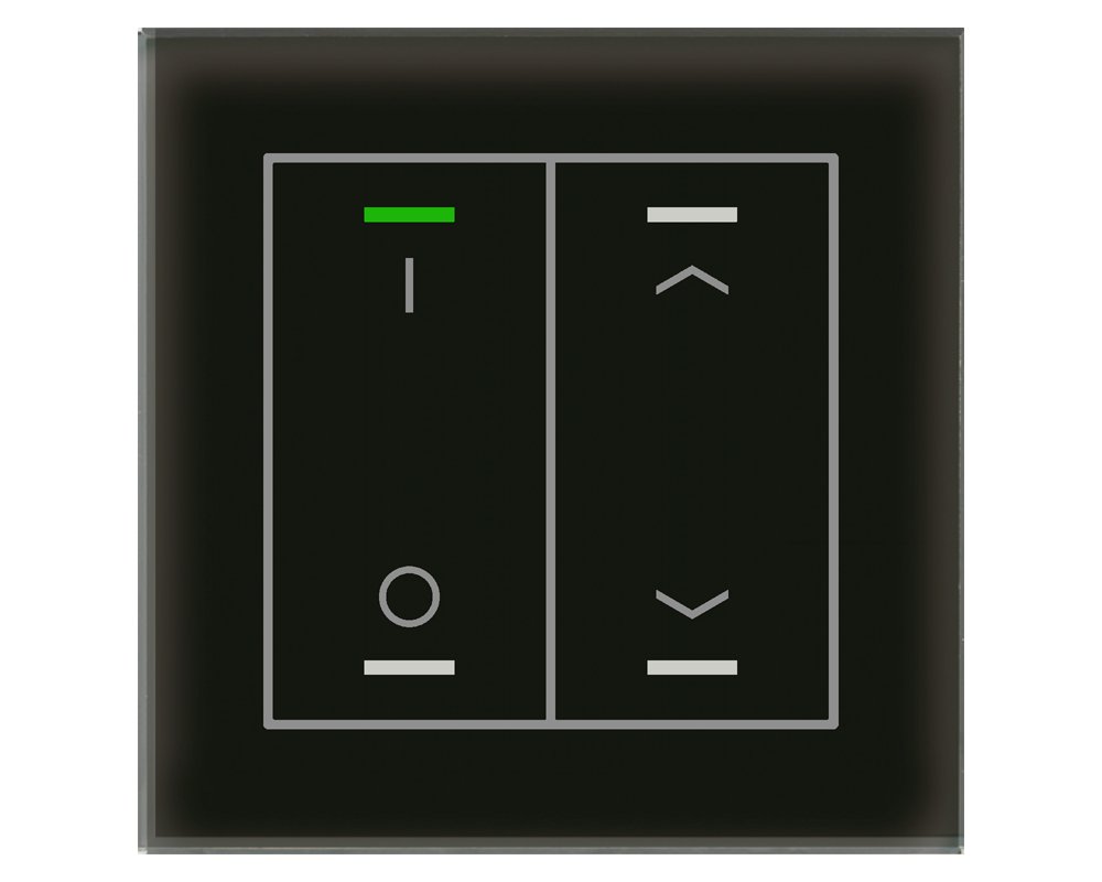 [GTL-2TDS.02S] KNX Glastaster II Light 2-voudig, RGBW, temperatuursensor, zwart, schakelen_jal., Secure