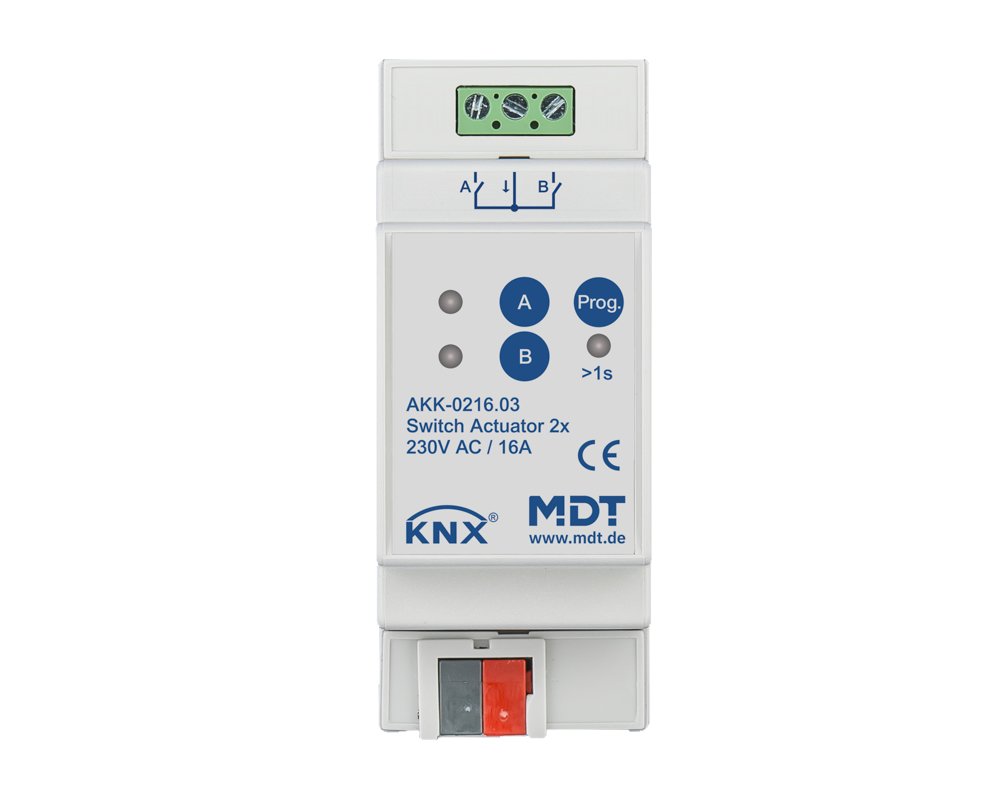 [AKK-0216.03] KNX schakelactor 2-voudig, 2TE REG, 16 A, 230 V AC, compact, 70 µF, 10 ECG