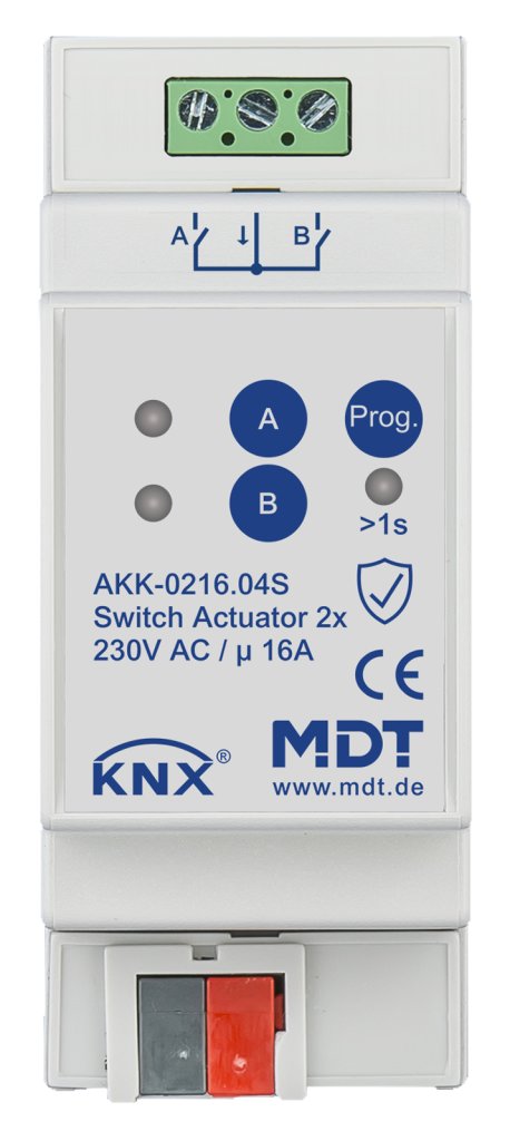 [AKK-0216.04S] KNX schakelactor 2-voudig, 2TE REG, 16 A, 230 V AC, compact, 70 µF, 10 ECG, Secure