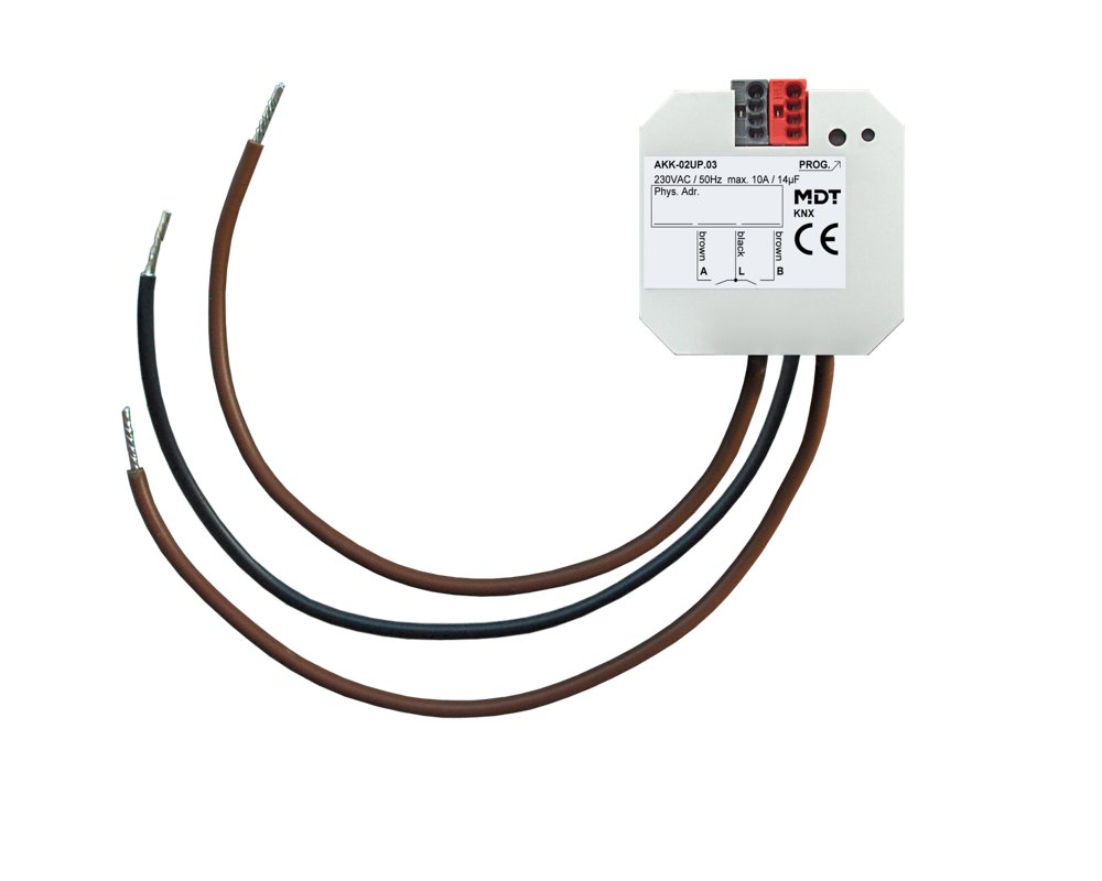 [AKK-02UP.03] KNX schakelactor 2-voudig, inbouwmontage, 10 A, 230 V AC, compact, 14 µF, 2 ECG