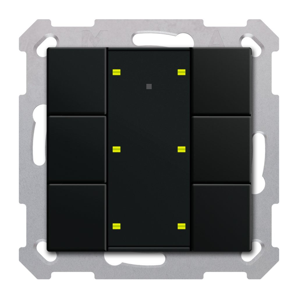 [BE-TA55P606.02] KNX Taster Plus 55 6-voudig, mat zwart