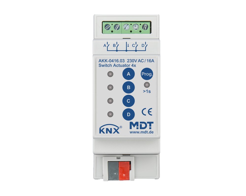 [AKK-0416.03] KNX schakelactor 4-voudig, 2TE REG, 16 A, 230 V AC, compact, 70 µF, 10 ECG