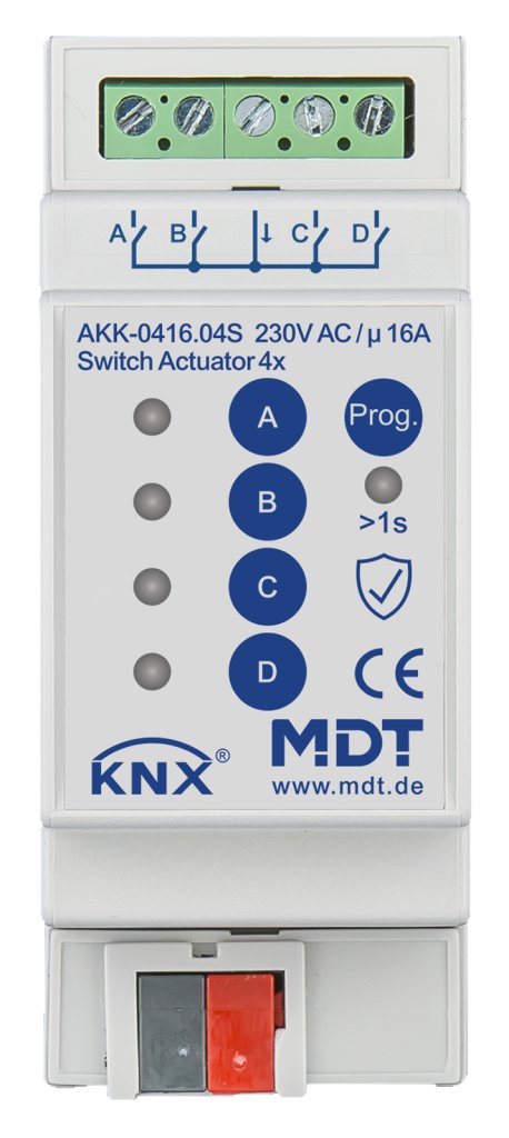 [AKK-0416.04S] KNX schakelactor 4-voudig, 2TE REG, 16 A, 230 V AC, compact, 70 µF, 10 ECG, Secure
