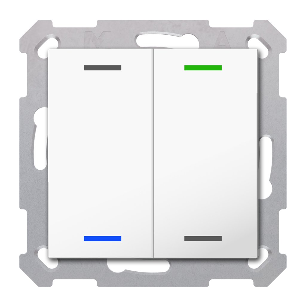 [BE-TAL55T2.01] KNX Taster Light 55 2-voudig, RGBW, temperatuursensor, zuiver wit glanzend, neutraal