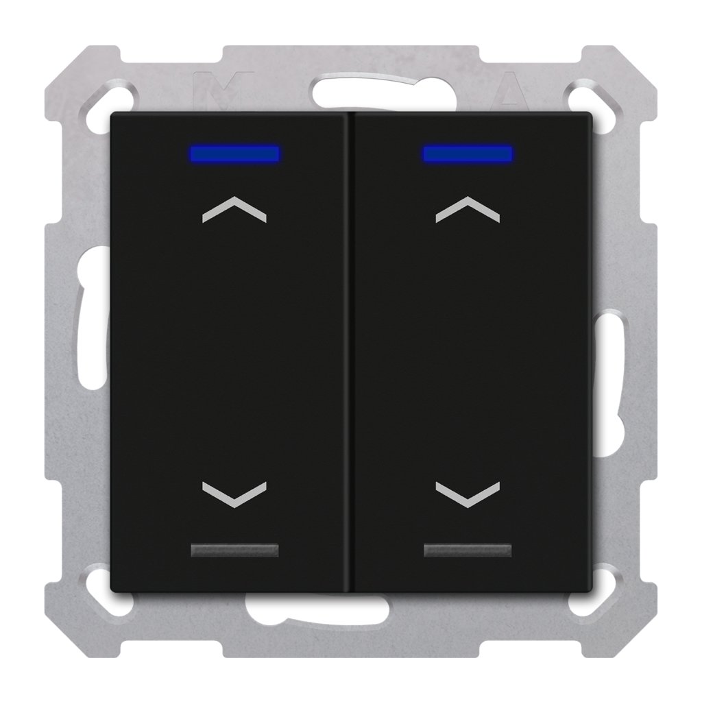[BE-TAL55T206.A1] KNX Taster Light 55 2-voudig, RGBW, temperatuursensor, mat zwart, jaloezie