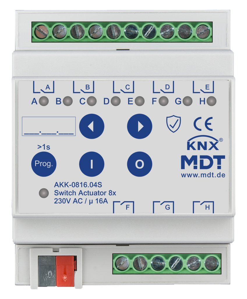 [AKK-0816.04S] KNX schakelactor 8-voudig, 4TE REG, 16 A, 230 V AC, compact, 70 µF, 10 ECG, Secure