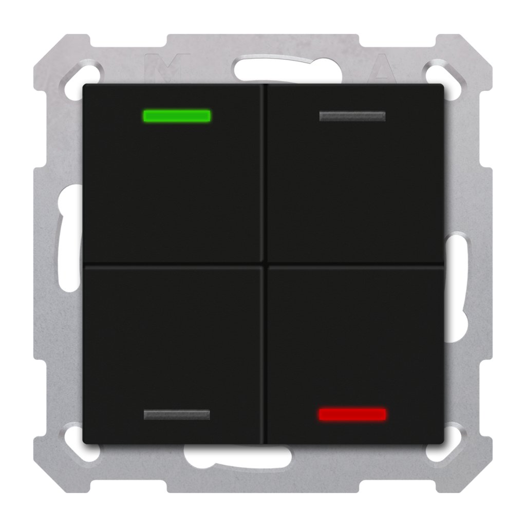 [BE-TAL55T406.01] KNX Taster Light 55 4-voudig, RGBW, temperatuursensor, mat zwart, neutraal