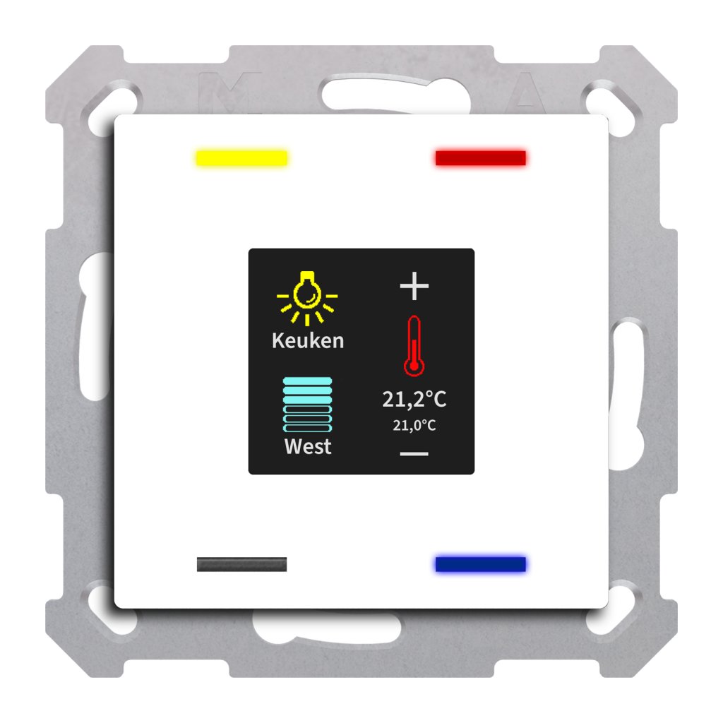 [BE-TAS55T4.01] KNX Taster Smart 55 4-voudig met kleurendisplay en T-/V-sensor, zuiver wit glanzend