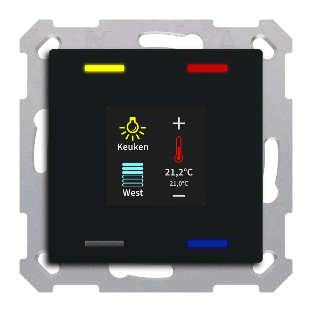 [BE-TAS55T406.01] KNX Taster Smart 55 4-voudig met kleurendisplay en T-/V-sensor, mat zwart