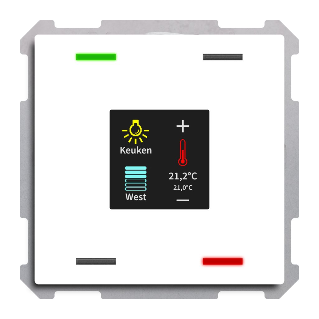 [BE-TAS63T4.01] KNX Taster Smart 63 4-voudig met kleurendisplay en T-/V-sensor, studio wit glanzend