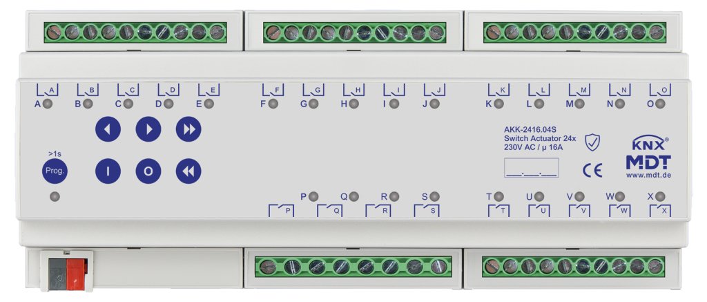 [AKK-2416.04S] KNX schakelactor 24-voudig, 12TE REG, 16 A, 230 V AC, compact, 70 µF, 10 ECG, Secure