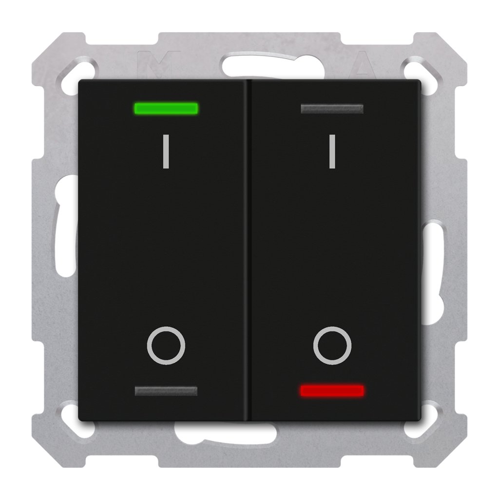 [TAL-5502B06.02S] KNX Taster Light 55 2-voudig, RGBW, mat zwart, schakelen, Secure