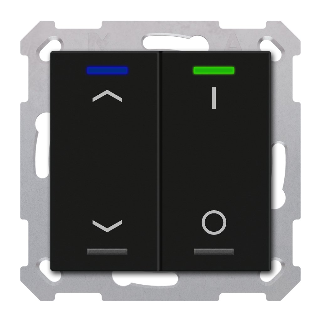 [TAL-5502C06.02S] KNX Taster Light 55 2-voudig, RGBW, mat zwart, jaloezie_schakelen, Secure