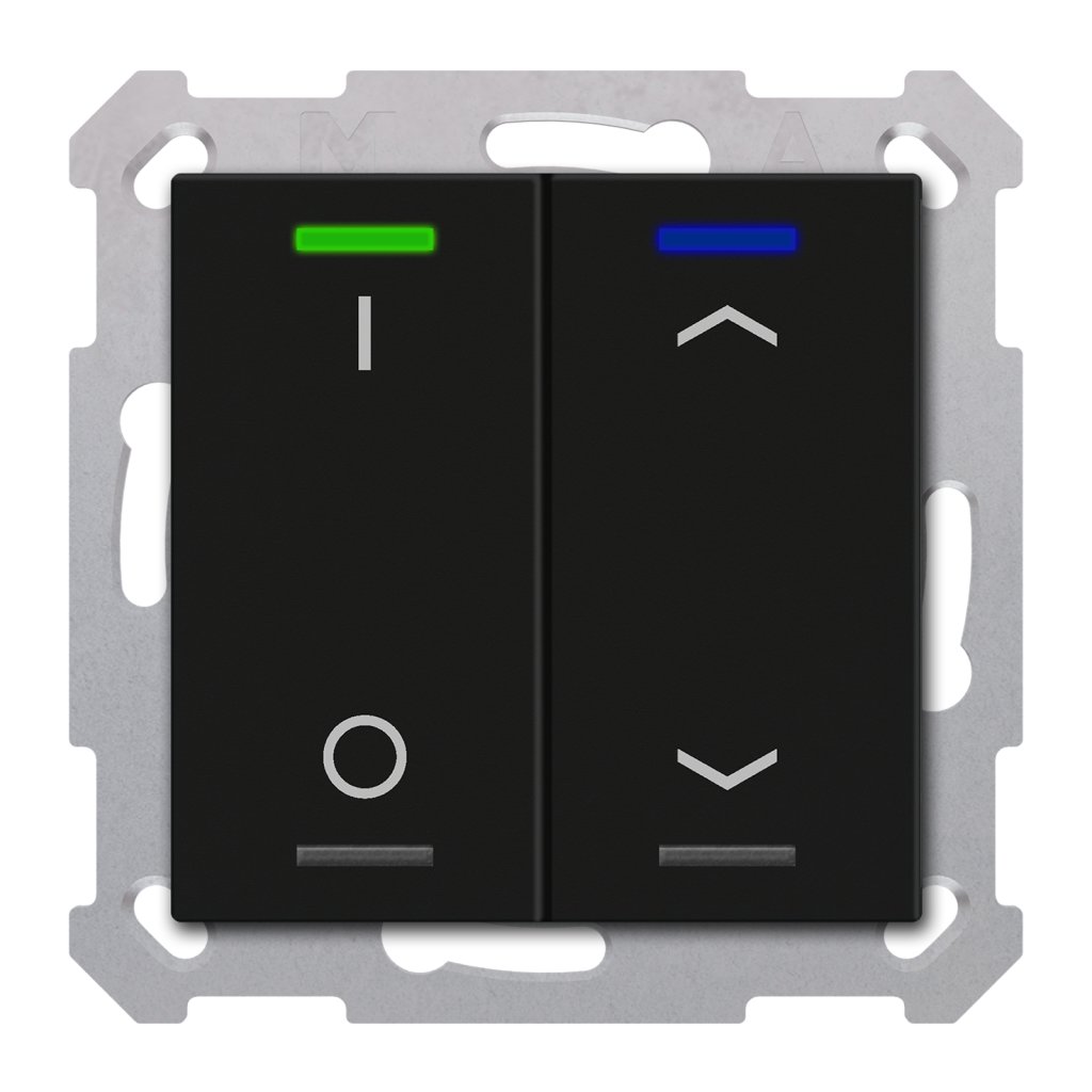 [TAL-5502D06.02S] KNX Taster Light 55 2-voudig, RGBW, mat zwart, schakelen_jaloezie, Secure