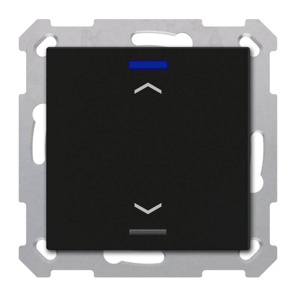 [TAL-55T1A06.02S] KNX Taster Light 55 1-voudig, RGBW, temperatuursensor, mat zwart, jaloezie, Secure