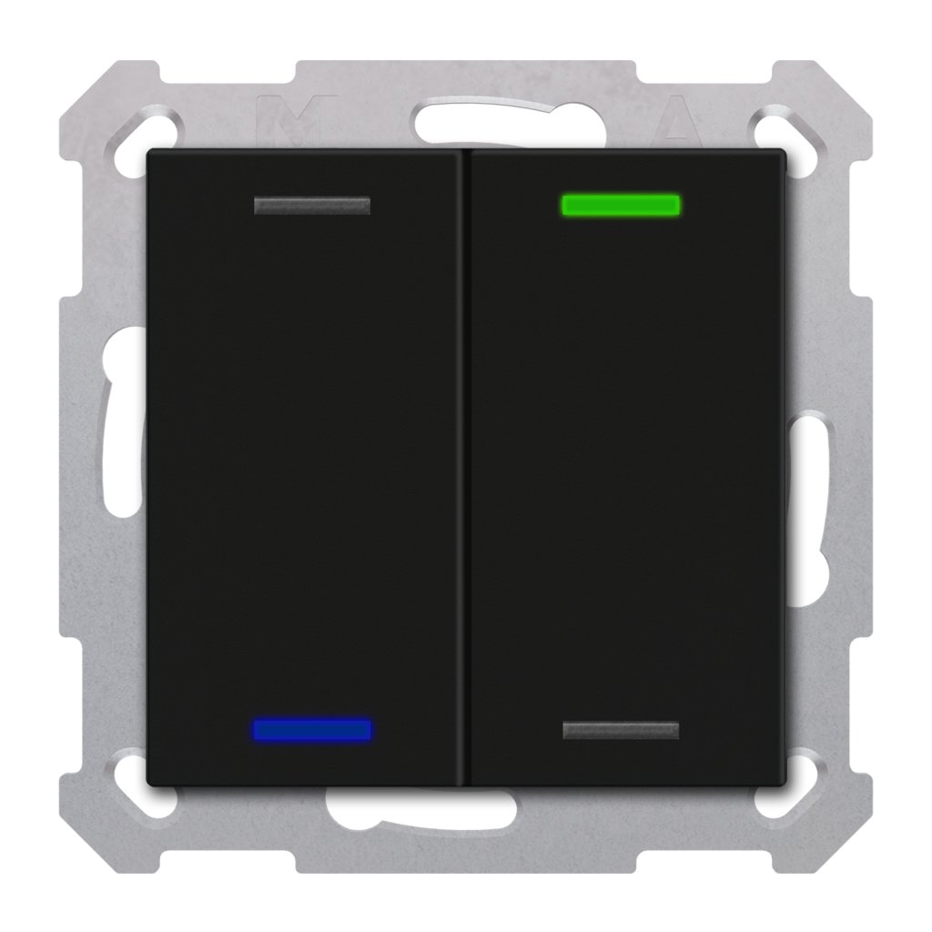 [TAL-55T2006.02S] KNX Taster Light 55 2-voudig, RGBW, temperatuursensor, mat zwart, neutraal, Secure