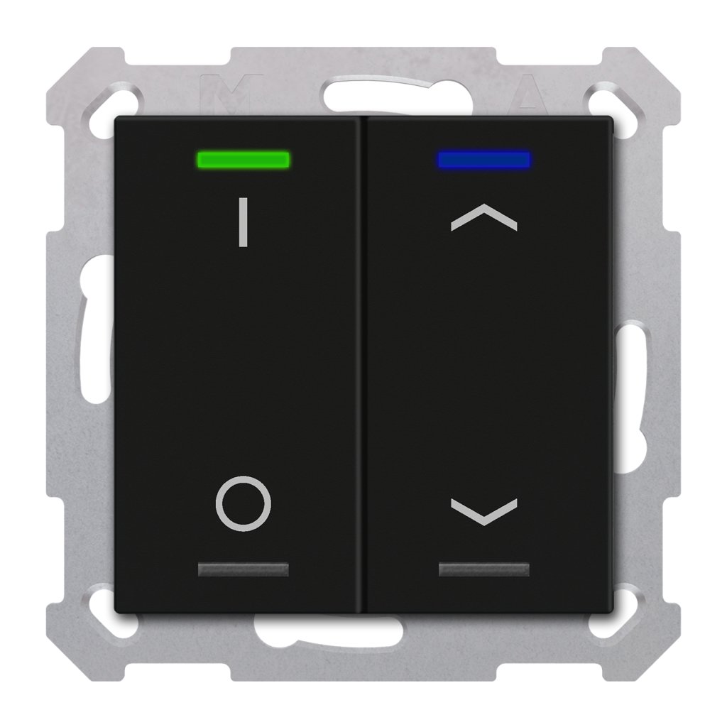 [TAL-55T2D06.02S] KNX Taster Light 55 2-voudig, RGBW, temperatuursensor, mat zwart, sch._jal., Secure