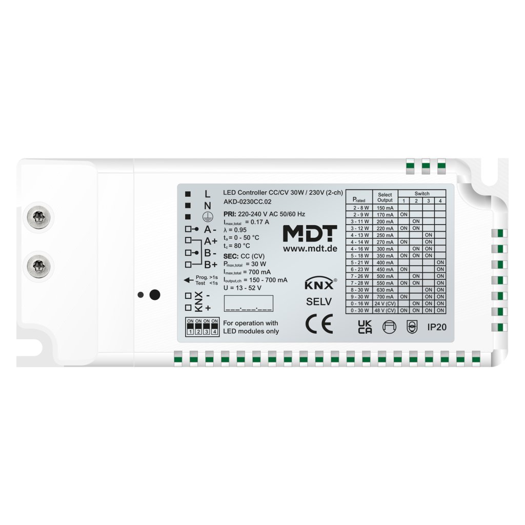 [AKD-0230CC.02] KNX LED stuureenheid CC/CV 30 W/230 V 2-kanaals
