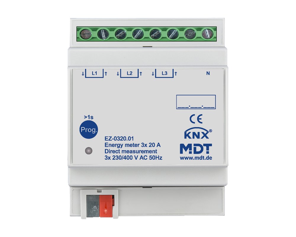 [EZ-0320.01] KNX energiemeter 3-voudig 20 A, directe meting, 4TE REG, 230/400 V AC