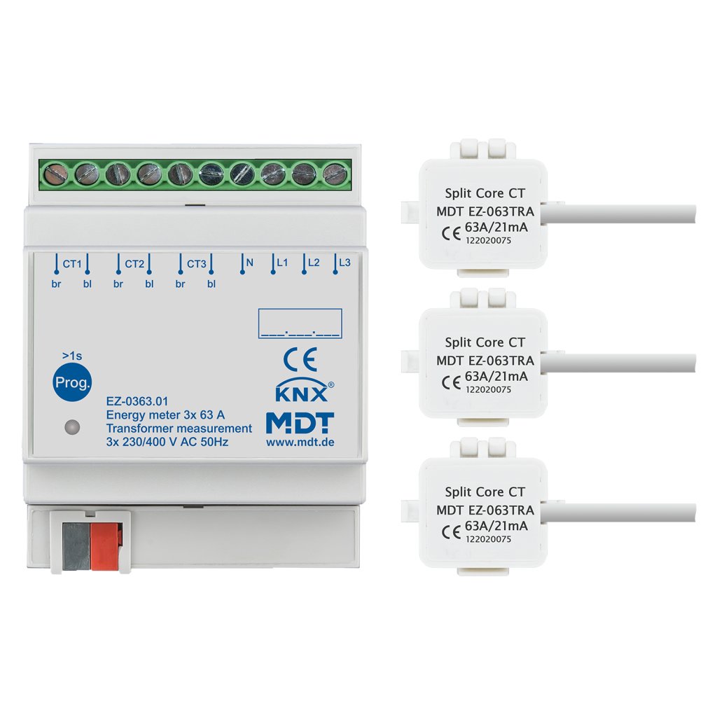[EZ-0363.01] KNX energiemeter 3-voudig 63 A, transformatormeting, 4TE REG, 230/400 V AC