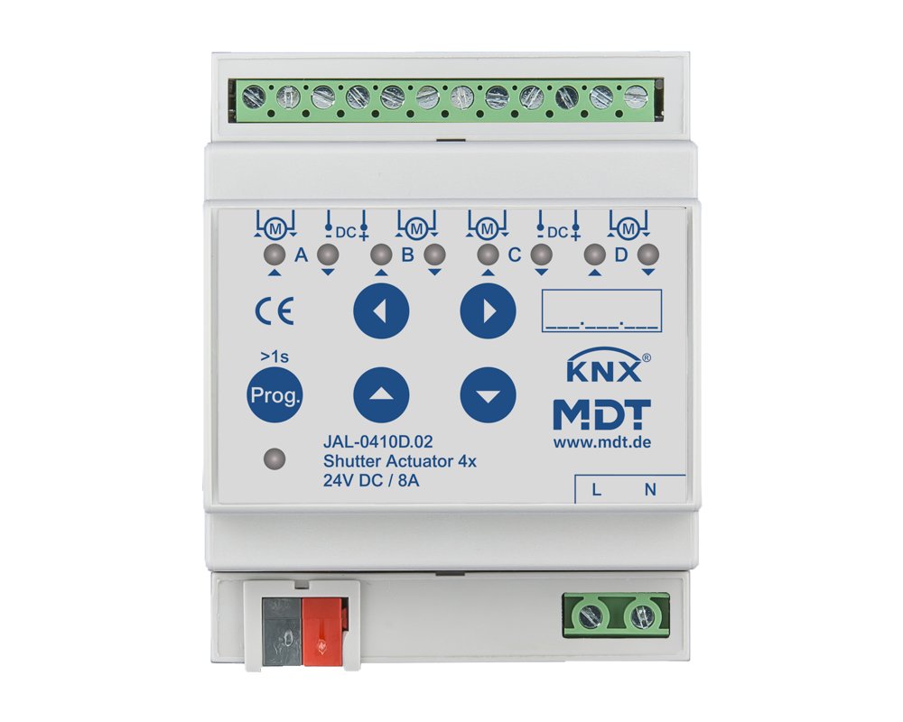 [JAL-0410D.02] KNX jaloezieactor 4-voudig, 4TE REG, 8 A, 24 V DC