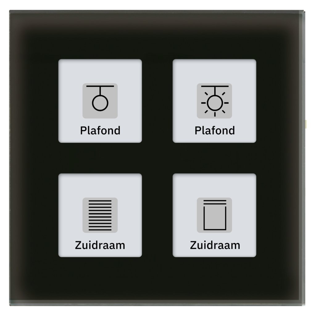 [RF-GTT4S.01] KNX RF+ Glastaster Plus 4-voudig met actor, zwart