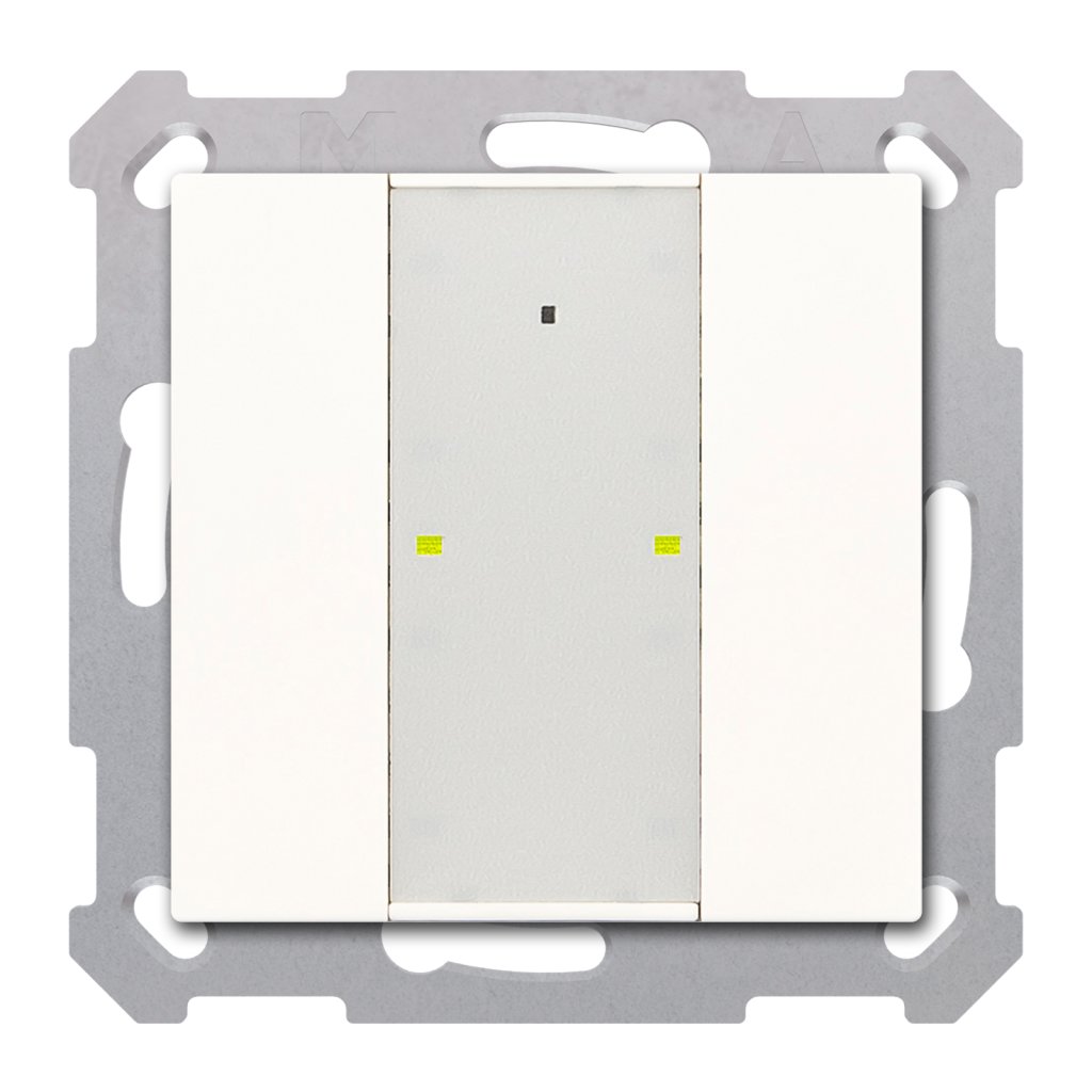[RF-TA55A2.01] KNX draadloze drukknop RF+ plus 2-voudig met actor, 55 mm, zuiver wit glanzend