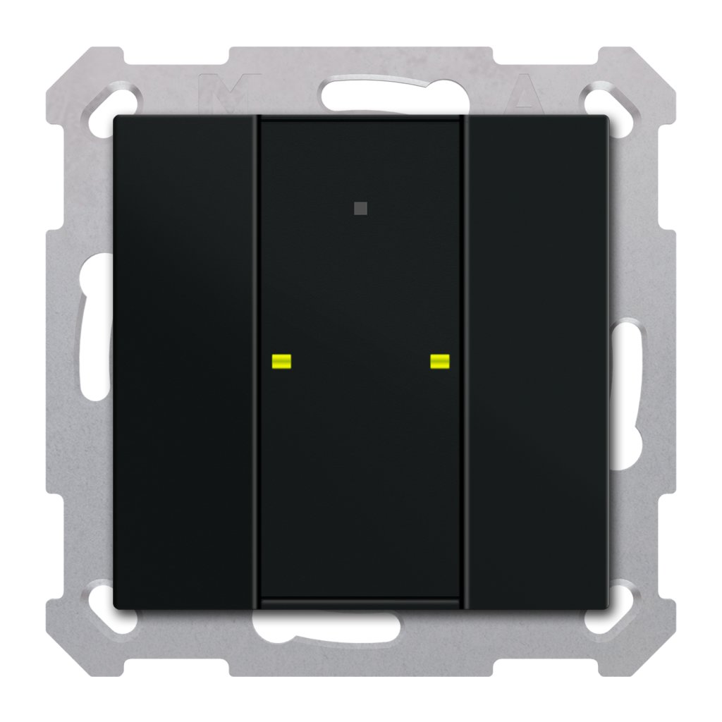 [RF-TA55A206.01] KNX draadloze drukknop RF+ plus 2-voudig met actor, 55 mm, mat zwart