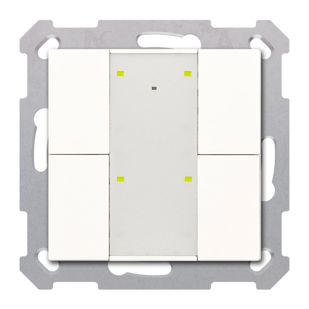 [RF-TA55A4.01] KNX draadloze drukknop RF+ plus 4-voudig met actor, 55 mm, zuiver wit glanzend