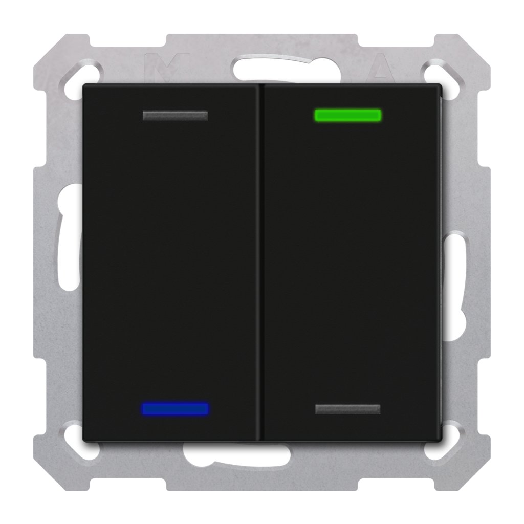 [RF-TAL55T206.01S] KNX RF+ Taster Light 55 2-voudig, Secure, RGBW, TS, mat zwart, neutraal