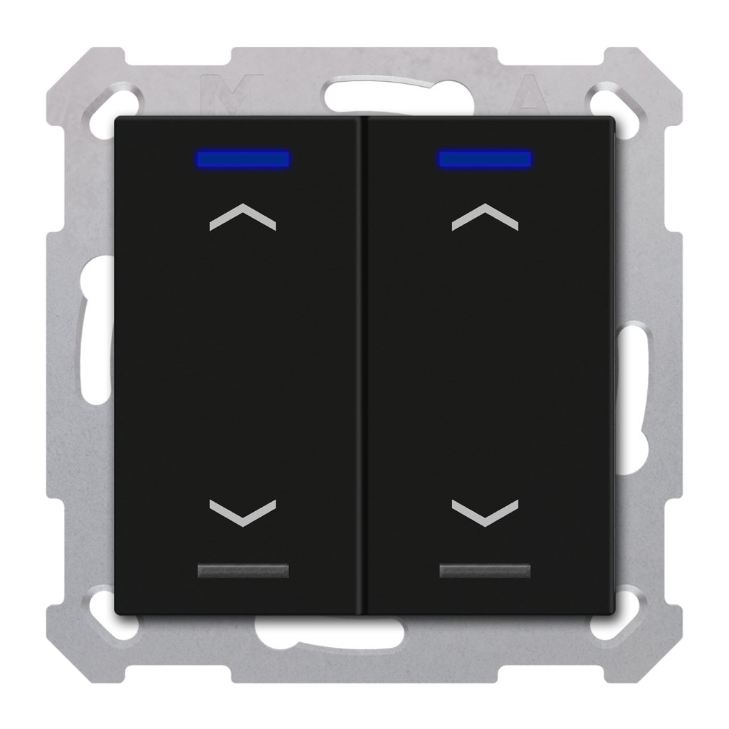 [RF-TAL55T206.A1S] KNX RF+ Taster Light 55 2-voudig, Secure, RGBW, TS, mat zwart, jaloezie