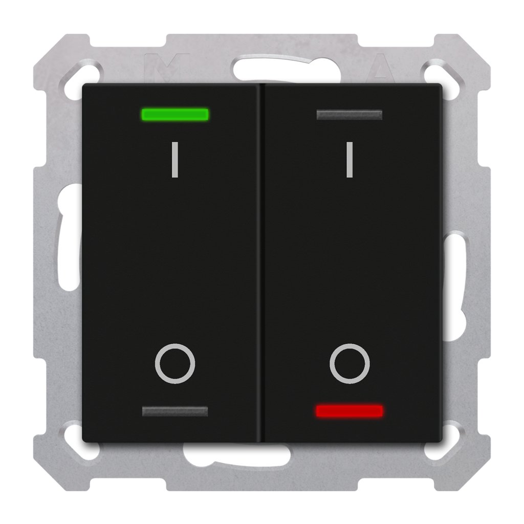 [RF-TAL55T206.B1S] KNX RF+ Taster Light 55 2-voudig, Secure, RGBW, TS, mat zwart, schakelen